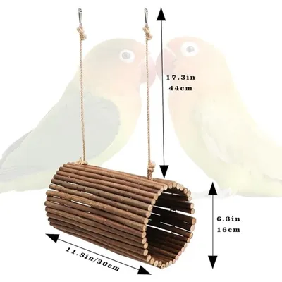 Pet Planet Swing en osier naturel pour oiseaux et petits rongeurs