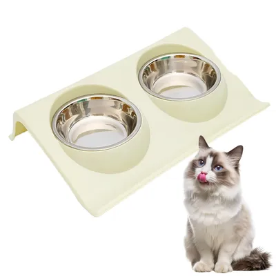 FurryFusion Gamelle double pour chat inclinable à 15° FurryFusion Gamelle double pour chat inclinable à 15°