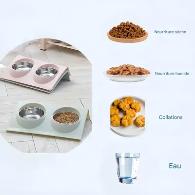 FurryFusion Gamelle double pour chat inclinable à 15°