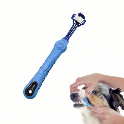 FurryFusion Cepillo de dientes para perros de tres caras