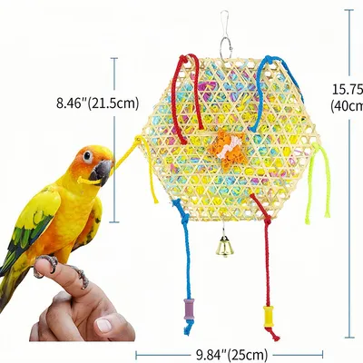 Pet Planet Jouet en ficelle de paille et de bambou pour perroquets