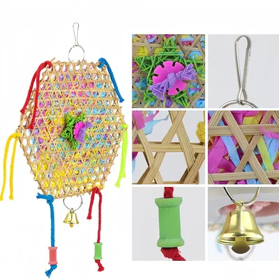 Pet Planet Jouet en ficelle de paille et de bambou pour perroquets