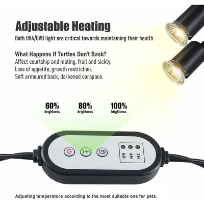 Lampe Chauffante Tortue à Deux Têtes,25W+50W Reptiles Lamp Tortue Terrestre