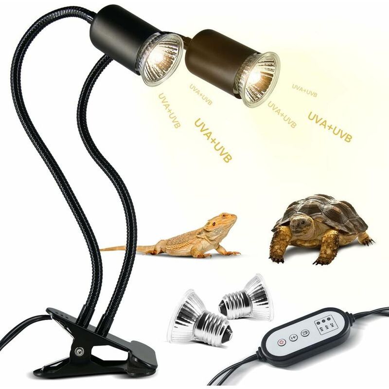 Lampe Chauffante Tortue à Deux Têtes,25W+50W Reptiles Lamp Tortue Terrestre