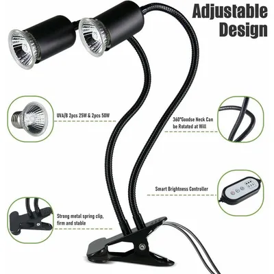 Lampe Chauffante Tortue à Deux Têtes,25W+50W Reptiles Lamp Tortue Terrestre