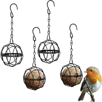 Mangeoire à oiseaux d'extérieur noire diamètre 7 cm