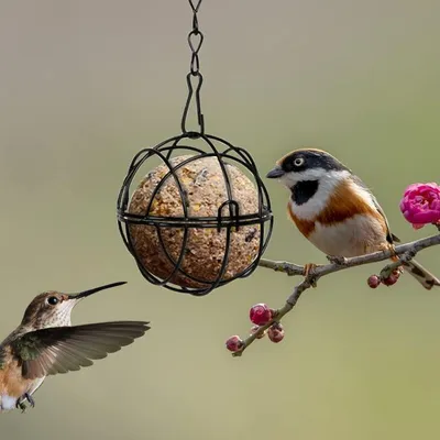 Mangeoire à oiseaux d'extérieur noire diamètre 7 cm