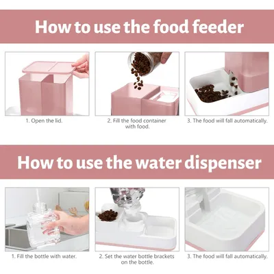 Qinhul Dispensador automático de agua y comida para mascotas