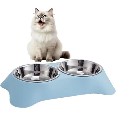 Double gamelle d'eau et de nourriture en acier inoxydable Double gamelle d'eau et de nourriture en acier inoxydable