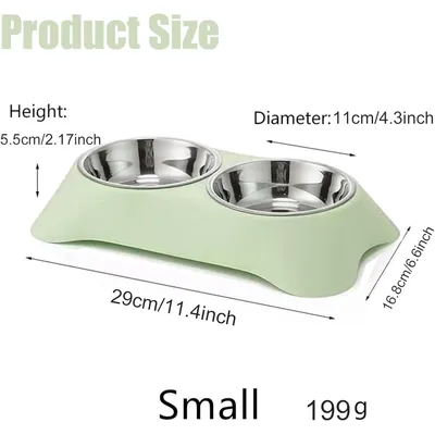 Double gamelle d'eau et de nourriture en acier inoxydable