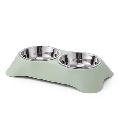Qinhul cuenco doble de acero inoxidable para agua y comida