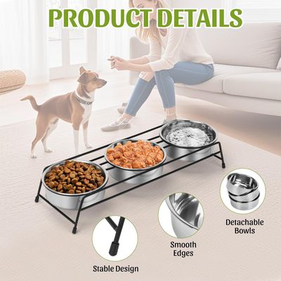 Gamelles surélevées pour chat, supports de mangeoire (3 gamelles)