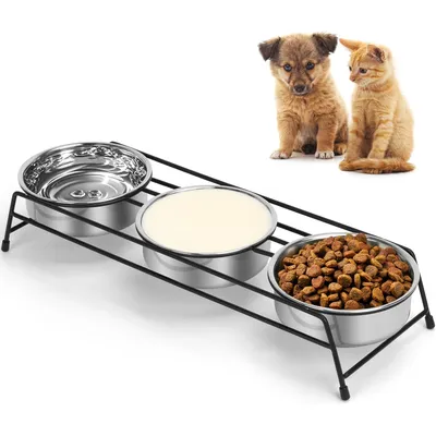 Gamelles surélevées pour chat, supports de mangeoire (3 gamelles) Gamelles surélevées pour chat, supports de mangeoire (3 gamelles)