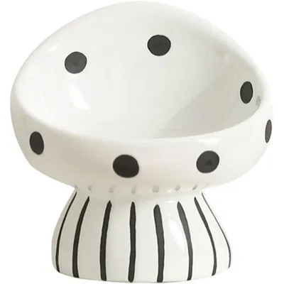 Qinhul Gamelle surélevée en céramique pour chat - Champignon