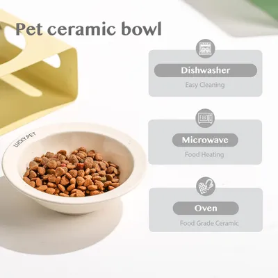 Gamelle pour chien en céramique avec support en acier inoxydable