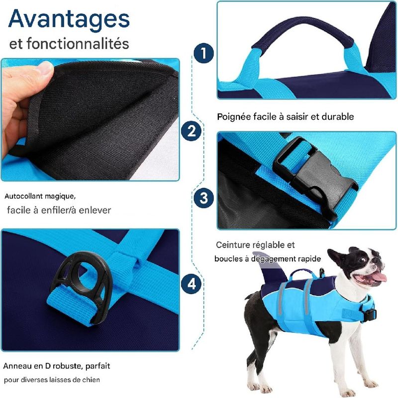 Petopia Gilet de sauvetage pour chien en forme de requin