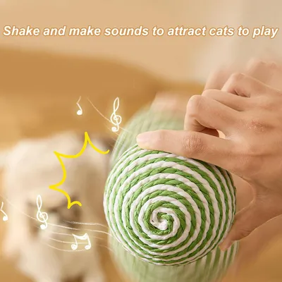 PurrfectFun Balle en Sisal pour Chat Jouet interactif pour chat