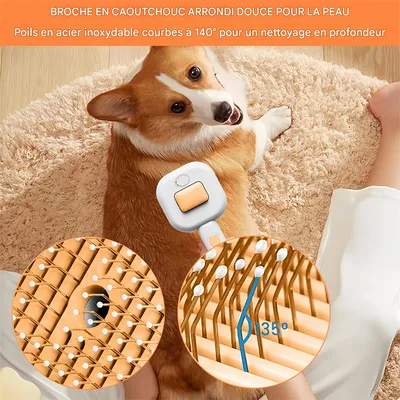 Pet Planet Brosse à vapeur 4 en 1 pour chats et chiens