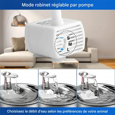Pet Planet Fontaine à eau 2L en acier inoxydable