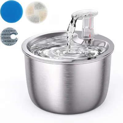 Pet Planet Fontaine à eau 2L en acier inoxydable