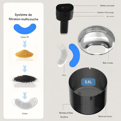 Pet Planet Fontaine à eau pour chat intelligent 3,5 L