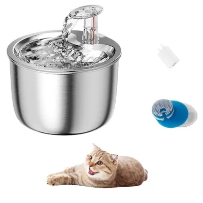 Pet Planet Fontaine à eau 2L en acier inoxydable