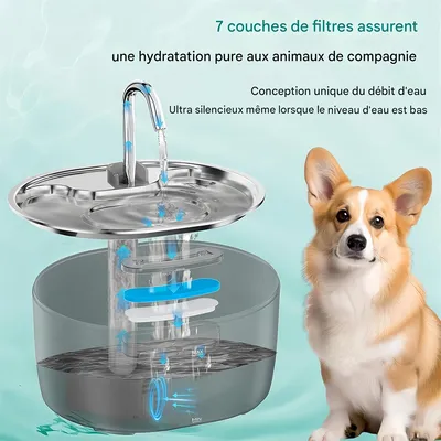 Pet Planet Fontaine à eau pour chat en acier inoxydable 3,2 L