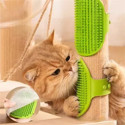 Pet Planet Gratte chat avec peigne de massage en silicone 2 articles