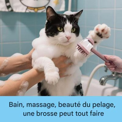 ZooVenture Distributeur de Savon Intégré Brosse de Douche pour Chien