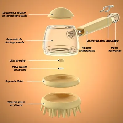 ZooVenture Distributeur de Savon Intégré Brosse de Douche pour Chien