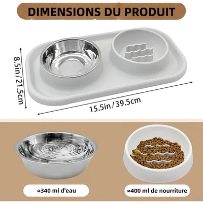 ZooVenture Anti - dérapante Anti - déversement Ensemble Gamelles Chien Chat