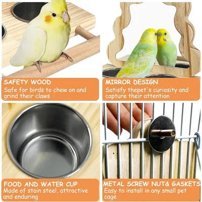 Pet Planet Oiseaux Tasses d'alimentation en bois