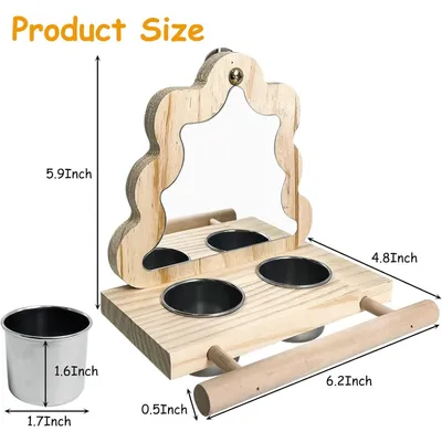 Pet Planet Oiseaux Tasses d'alimentation en bois