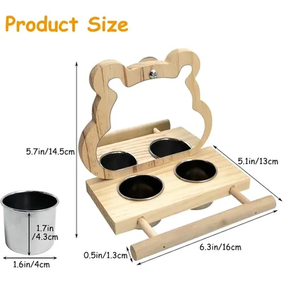 Pet Planet Oiseaux Tasses d'alimentation en bois