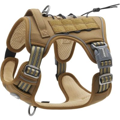 Harnais Tactique Chien Anti Traction Respirant Réglable T. M Brun Vert