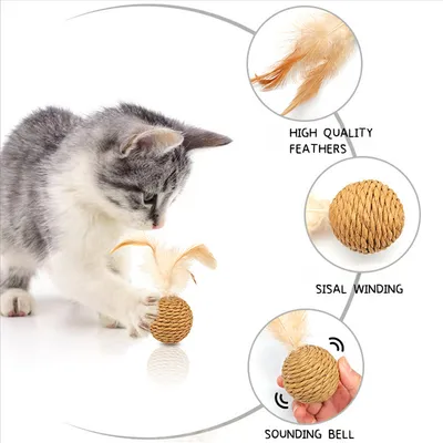 IntiMeg Jouet pour chat en forme de balle en sisal