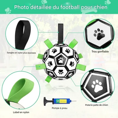 Petopia Balle de football pour chien avec sangles
