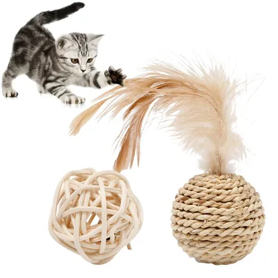 FurryFusion Jouet pour chat en forme de boule de rotin