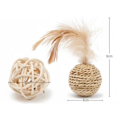 FurryFusion Jouet pour chat en forme de boule de rotin
