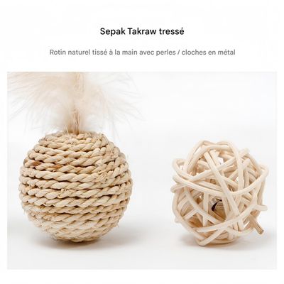 FurryFusion Jouet pour chat en forme de boule de rotin