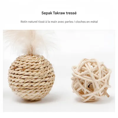 FurryFusion Jouet pour chat en forme de boule de rotin