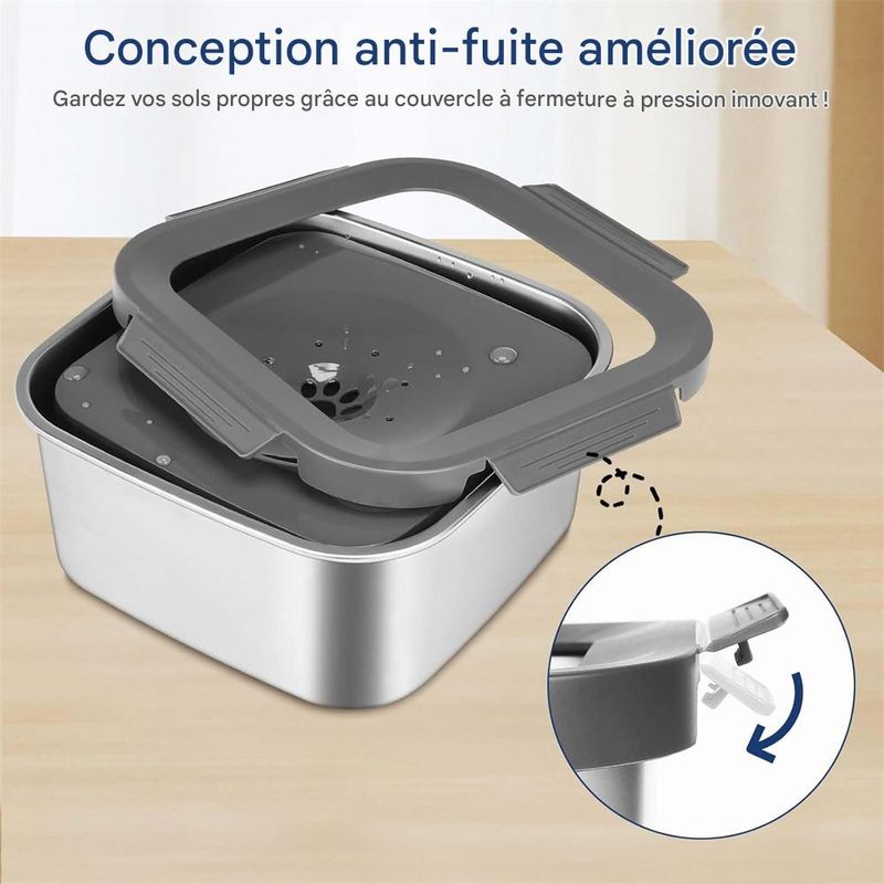 IntiMeg Gamelle d'eau anti - éclaboussure en acier inoxydable 4,5L