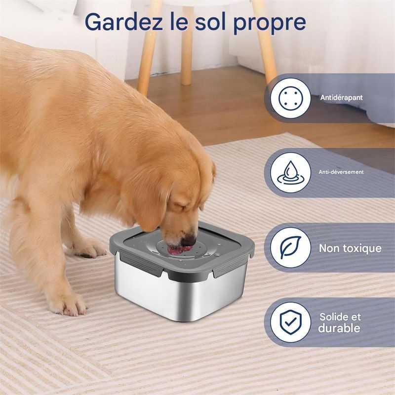 IntiMeg Gamelle d'eau anti - éclaboussure en acier inoxydable 4,5L