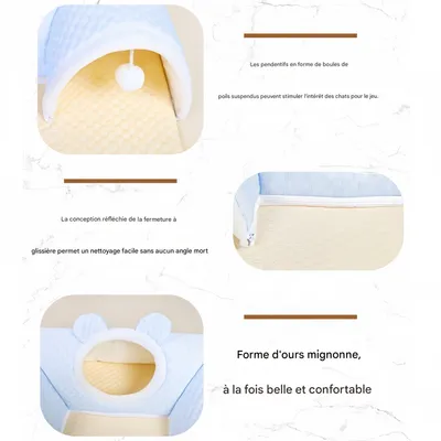FurryFusion Tunnel en peluche pour lit pour chat