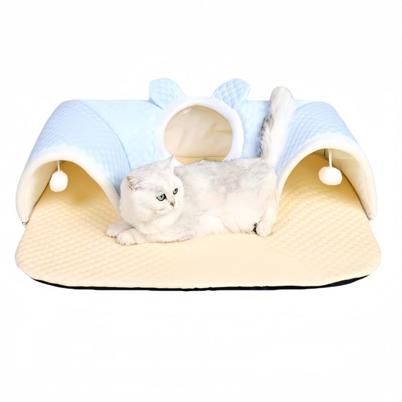 FurryFusion Tunnel en peluche pour lit pour chat