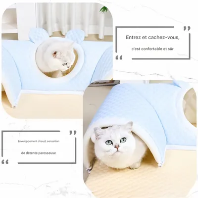FurryFusion Tunnel en peluche pour lit pour chat