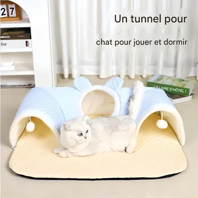 FurryFusion Tunnel en peluche pour lit pour chat