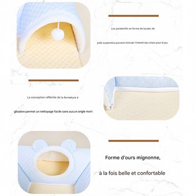 FurryFusion Tunnel en peluche pour lit pour chat