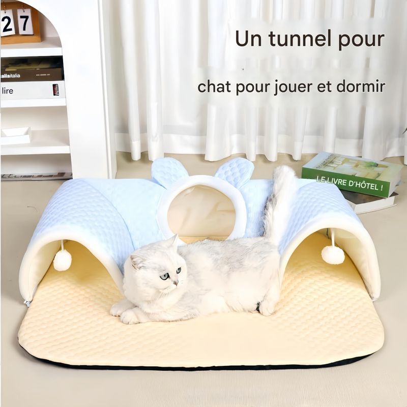 FurryFusion Tunnel en peluche pour lit pour chat