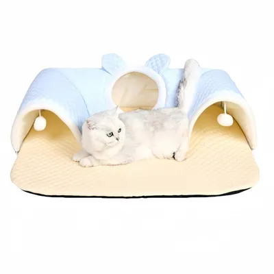 FurryFusion Tunnel en peluche pour lit pour chat FurryFusion Tunnel en peluche pour lit pour chat